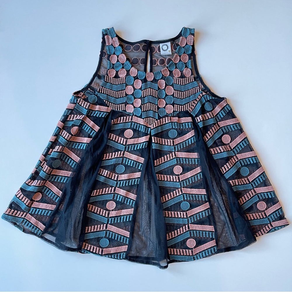 Akemi + Kin Embroidered Mesh Top